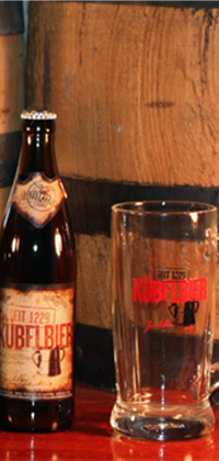 Kuebelbier bottle and glassware