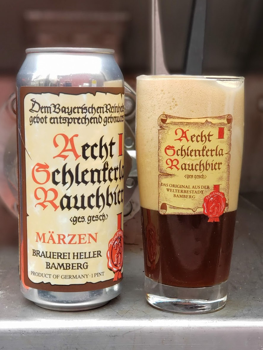 Aecht Schlenkerla Maerzen 16.oz can & 500mL glass.