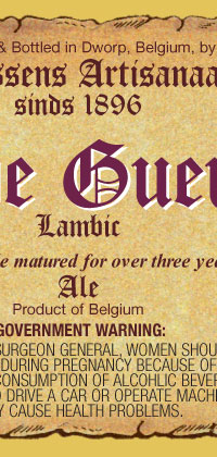 Hanssens Gueuze 375mL bottle label.